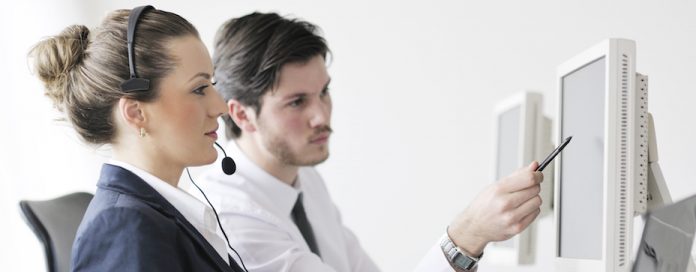 business people group working in customer and help desk office