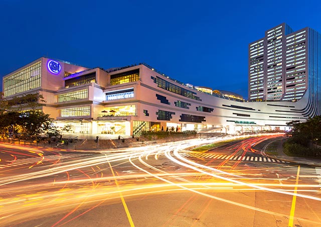 Nighttime view of SM Aura