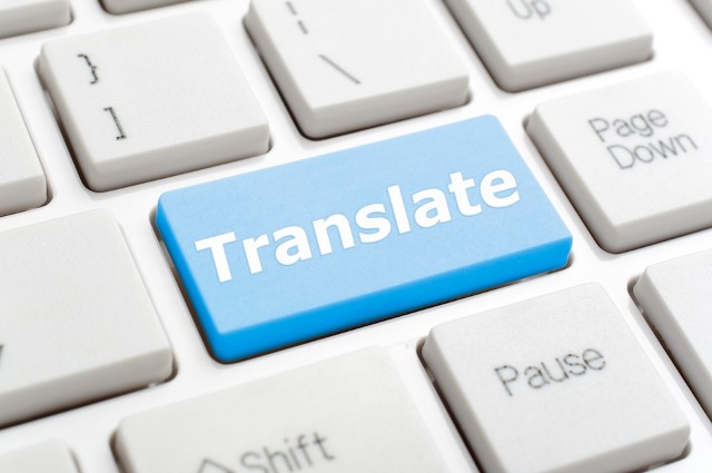 Blue translate key on keyboard